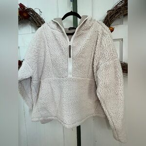 Prana Cream Polar Escape Half Zip Sherpa Fleece Women's Size XL